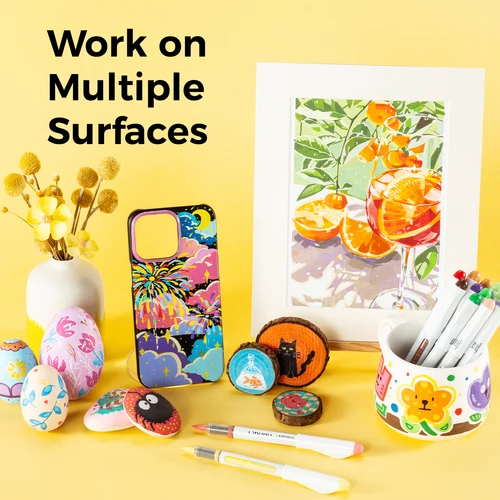 Imagen 2 del producto Ohuhu Nahuku marcadores acrílicos de tinta directa marcadores de pintura acrílica punta de pincel Flexible líquido directo bolígrafos de pintura de alta opacidad resistentes a la luz