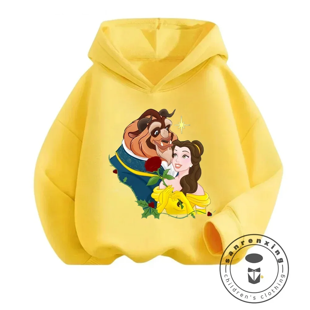 

New Disney Collection Cute Beauty and the Beast Cartoon Print Sweatshirts for Boys Girls Fashion Winter Wear Cozy Casual Tops