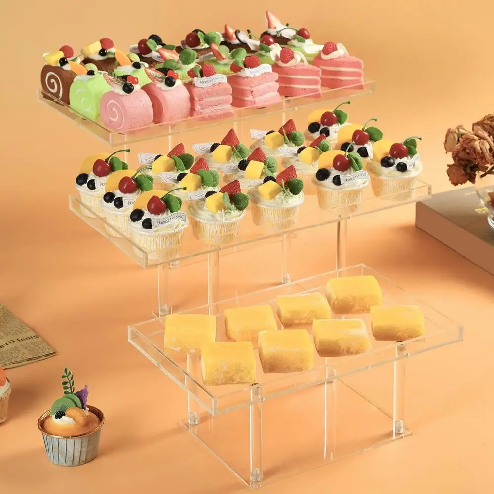 Acrylic Dessert Holder Acrylic Dessert Tray Elegant Tiered Cupcake Dessert Table Display Set for Parties Events for Cookies