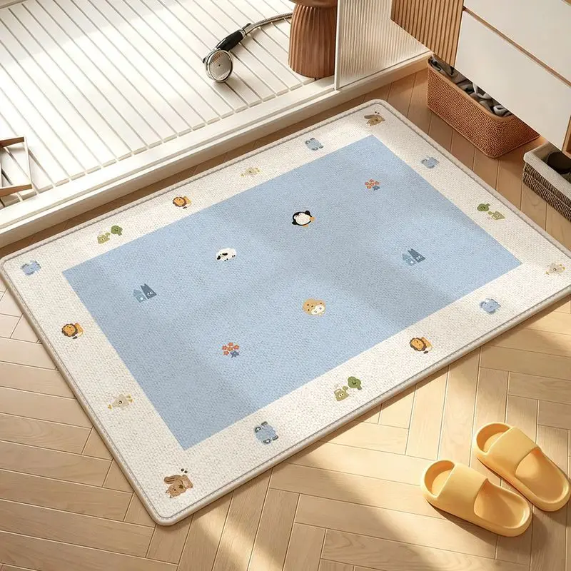 VIKAMA Light Blue Burgundy Polka Dot Bathroom Mat Non Slip Absorbent Floor Rug Soft Carpet Decor Bath Accent Stylish Durable