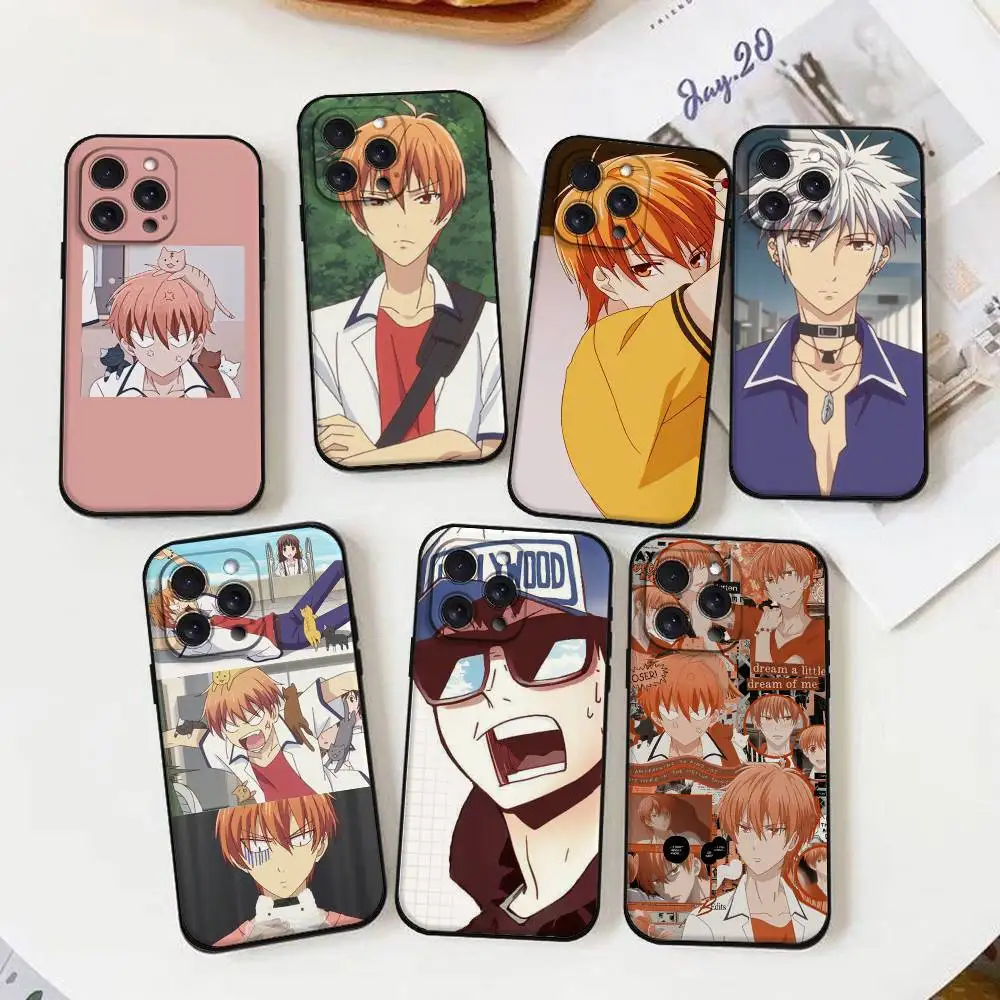 Funda para Teléfono con Diseño de Fruits Basket Kyo Sohma para iPhone 17 16 15 14 13 12 11 X XR XS Plus Pro Max Mini, Carcasa Suave Negra