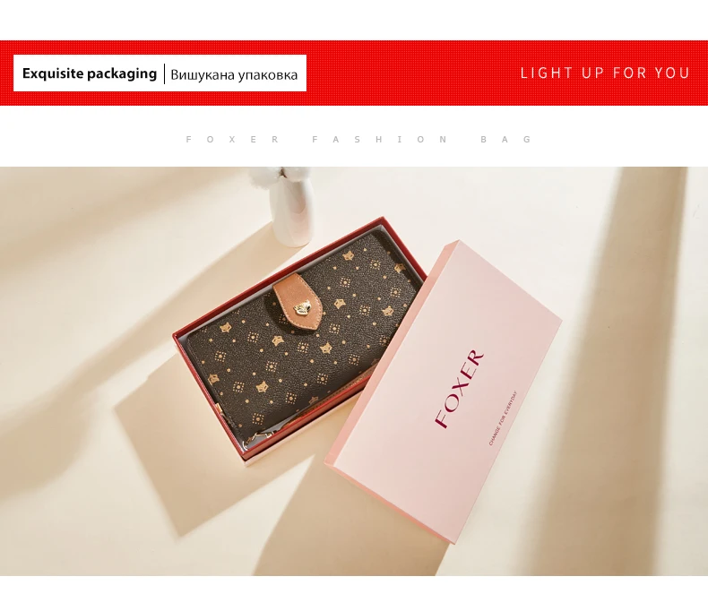FOXER Damen-Langbörse mit Vintage-Print, Handgelenktasche, Große Kapazität, Multi-Kartenhalter, Telefon-Clutch, Geschenkbox für Damen – Detail 15