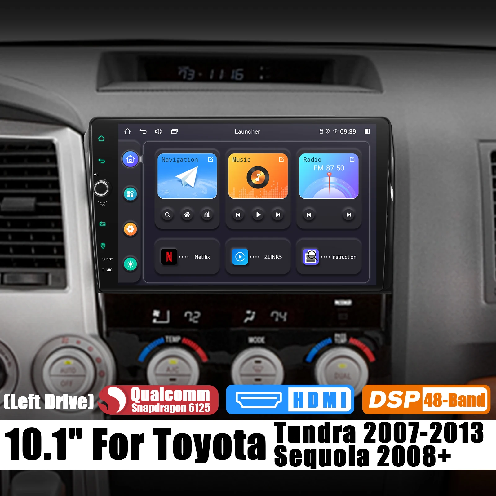 Joying 10.1 Inch Android Car Radio Audio System Multimedia Video Player For Toyota Tundra Sequoia 2007-2013 With Physical Button