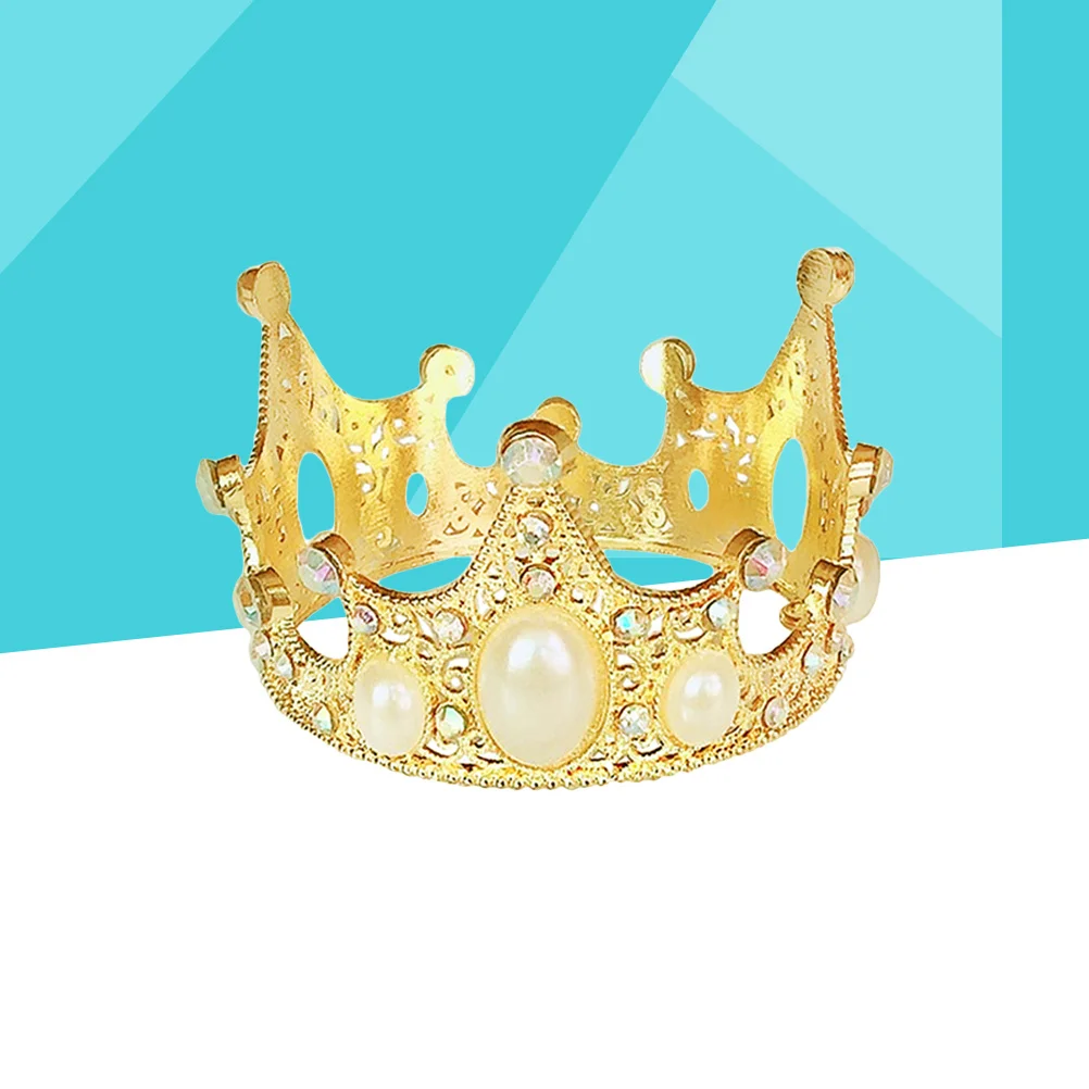 

Premium Zinc Alloy Kids Crown Manmade Pearl Sparkling Cake Decoration for Birthday Party Bridal Baby Shower Photography Prop