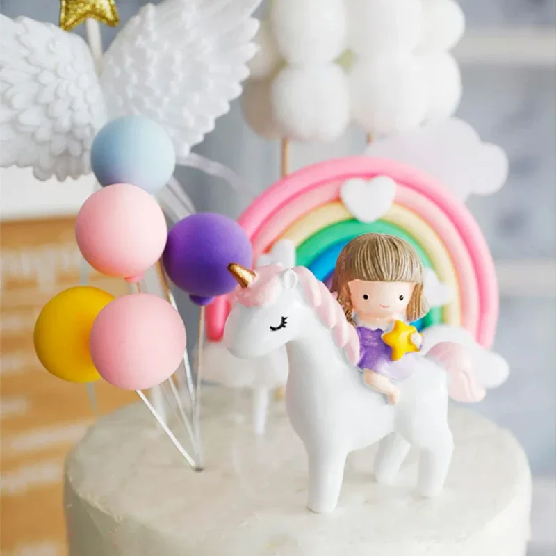 5/8Pcs Balloon Cake Topper Colorful Clay Ball Plugin For Cupcake Dessert Birthday Party Baby Shower Decoration Baking Supplies