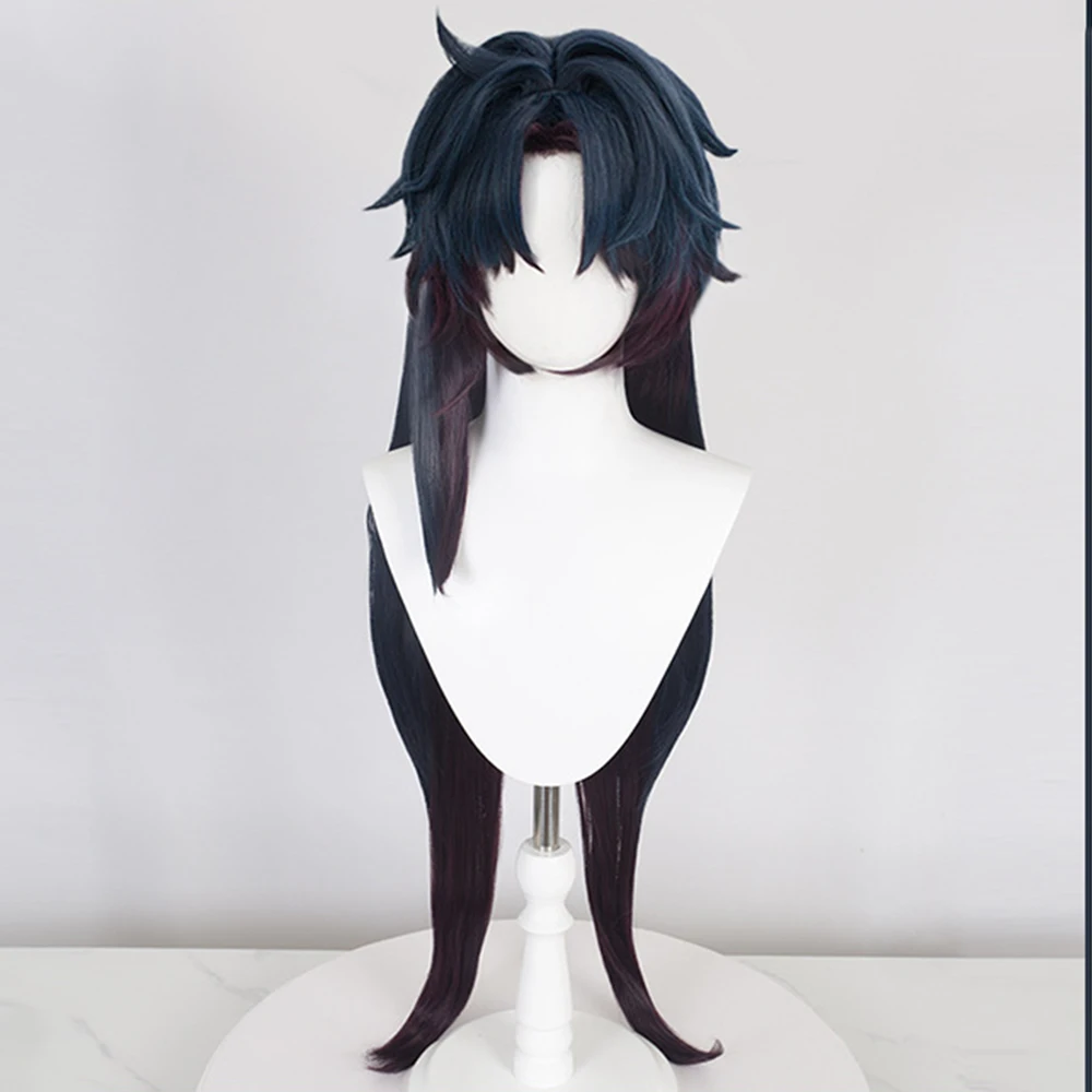 Anime Honkai: Star Rail Blade Men Cosplay Wigs Headwear 80Cm Long Simulation Scalp Thick Mixed Puffy Silk Long Hair Wigs