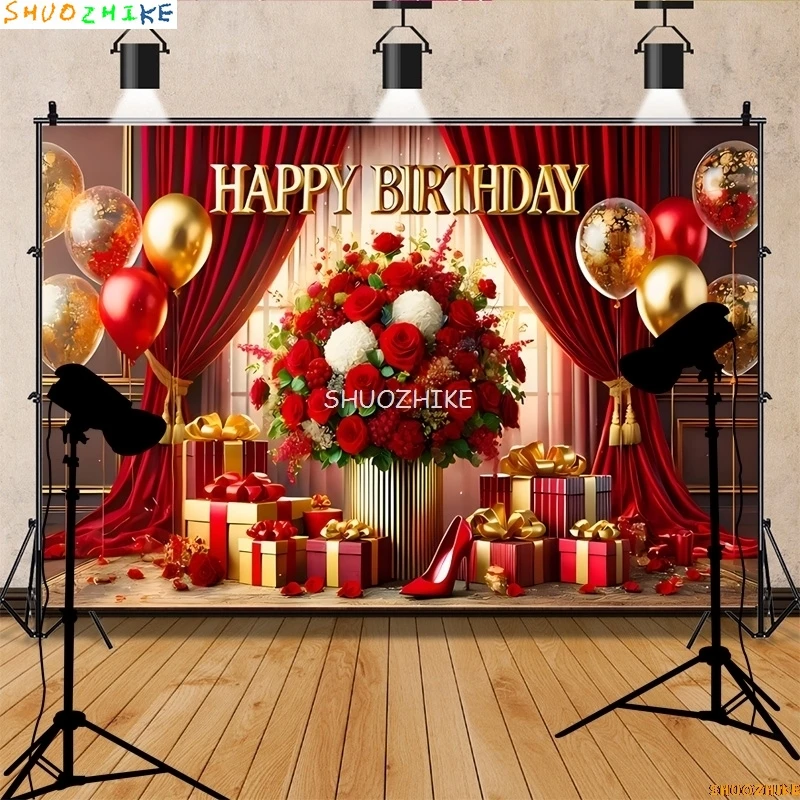 

Valentine's Day Photography Backdrops Wooden Board Flower Backgrounds Happy Birthday Decor Photo Studio Backdrop MH-02