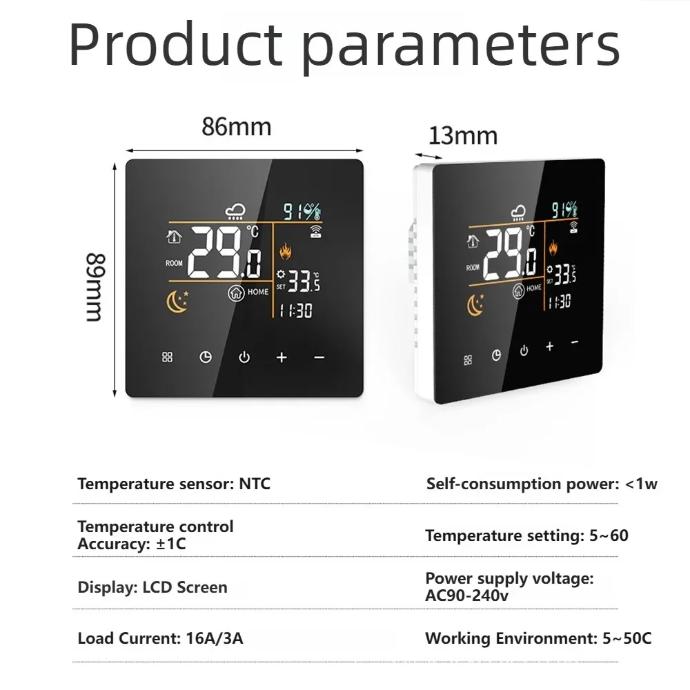Minco Heat  3A/16A/25A AC90~240V Tuya WiFi Smart Tuya Thermostat for Electric Floor Heating/Water Floor Heating/Gas Boiler