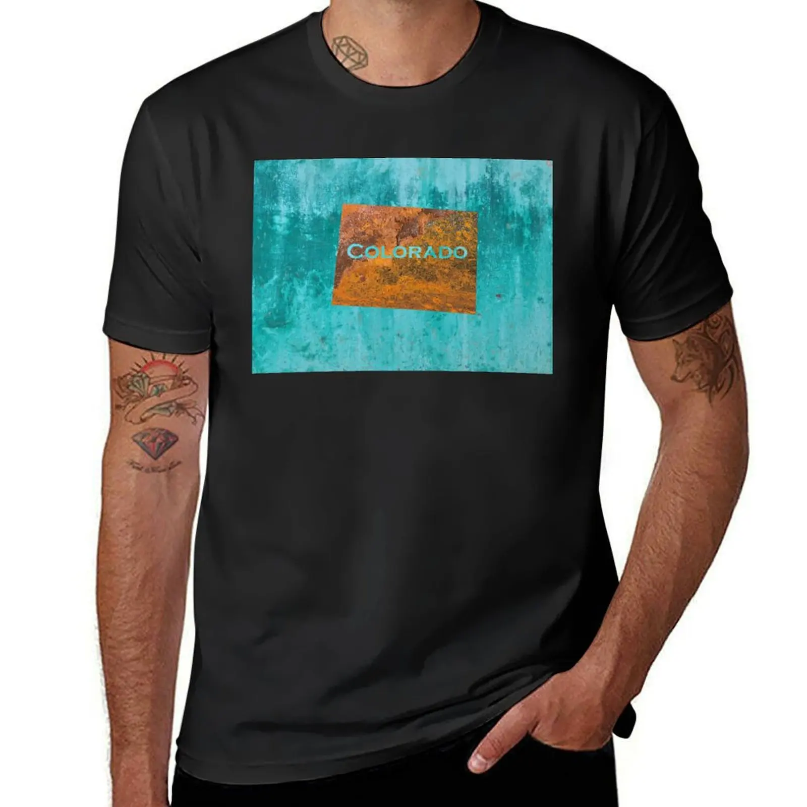 Colorado Rust on Teal T-Shirt anime Aesthetic clothing summer tops mens clothes