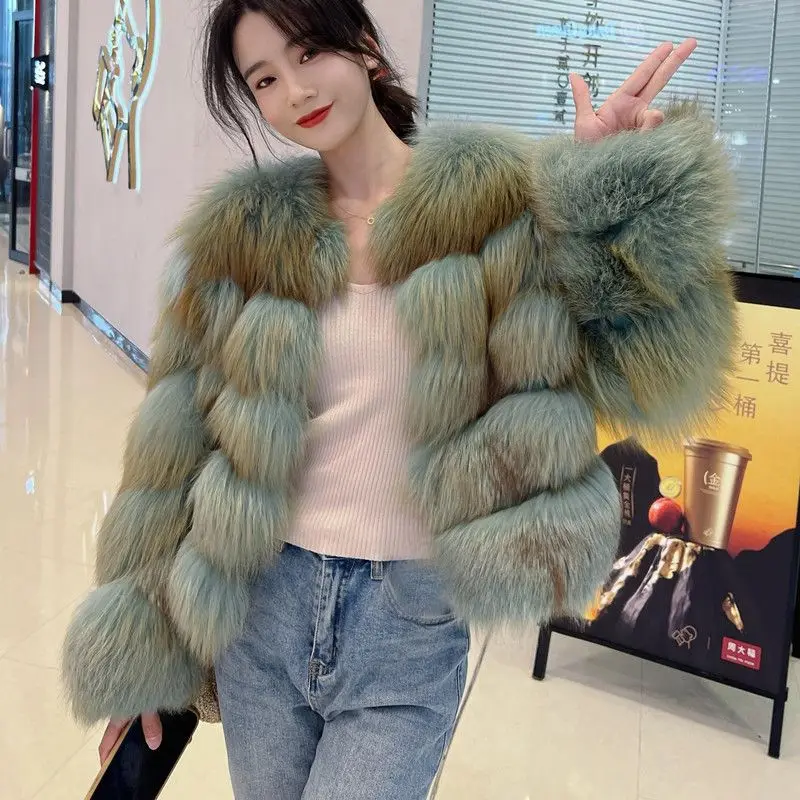 

2025 Winter New Loose Imitation Fox Fur Grass Coat Women Short Style Luxury Young Style Fashion Korean Edition Hairy Long Sleeve