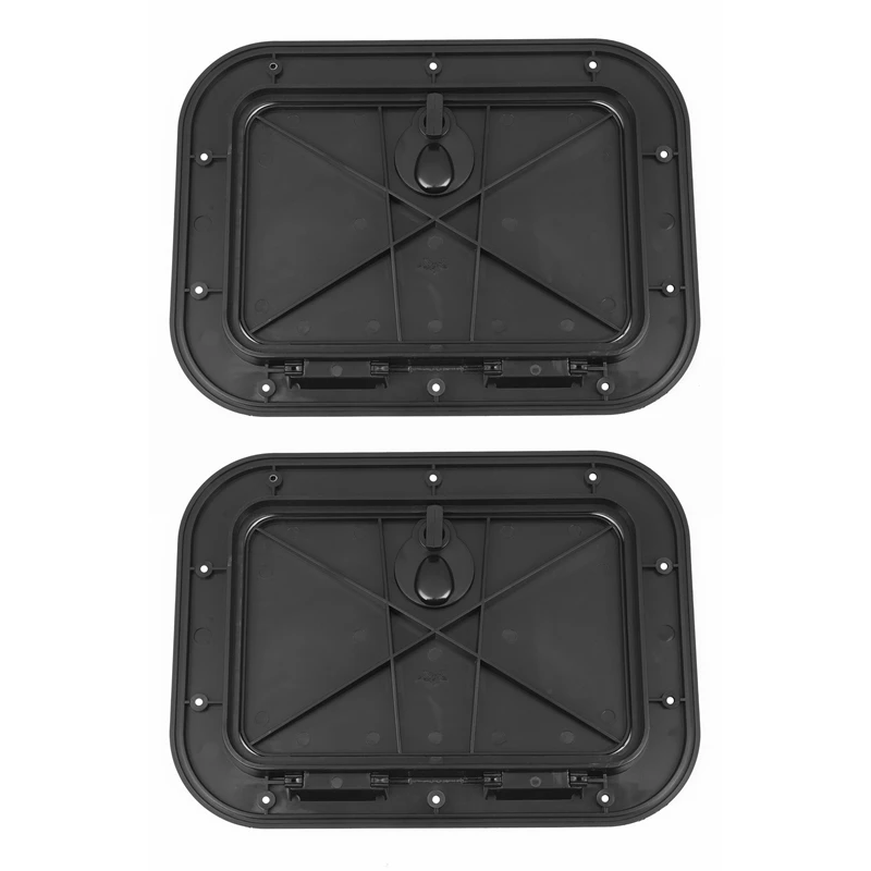 

2X Marine Deck Plate Access Cover Pull Out Inspection Hatch With Latch, 14.96 X 11.02 Inch / 380 X 280Mm -Black