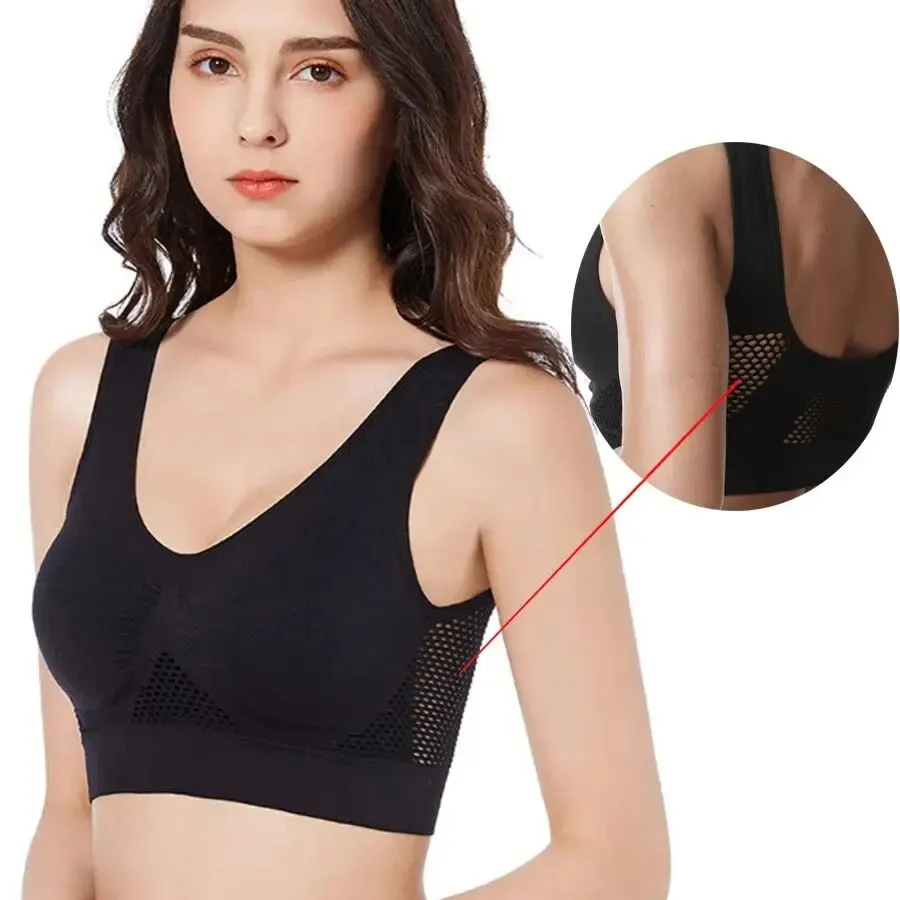 Seamless Mesh Women Sports Bras Fitness Gym Running Underwear Shockproof Bra Wireless 6XL Plus Size Crop Top Breathable Yoga Bra