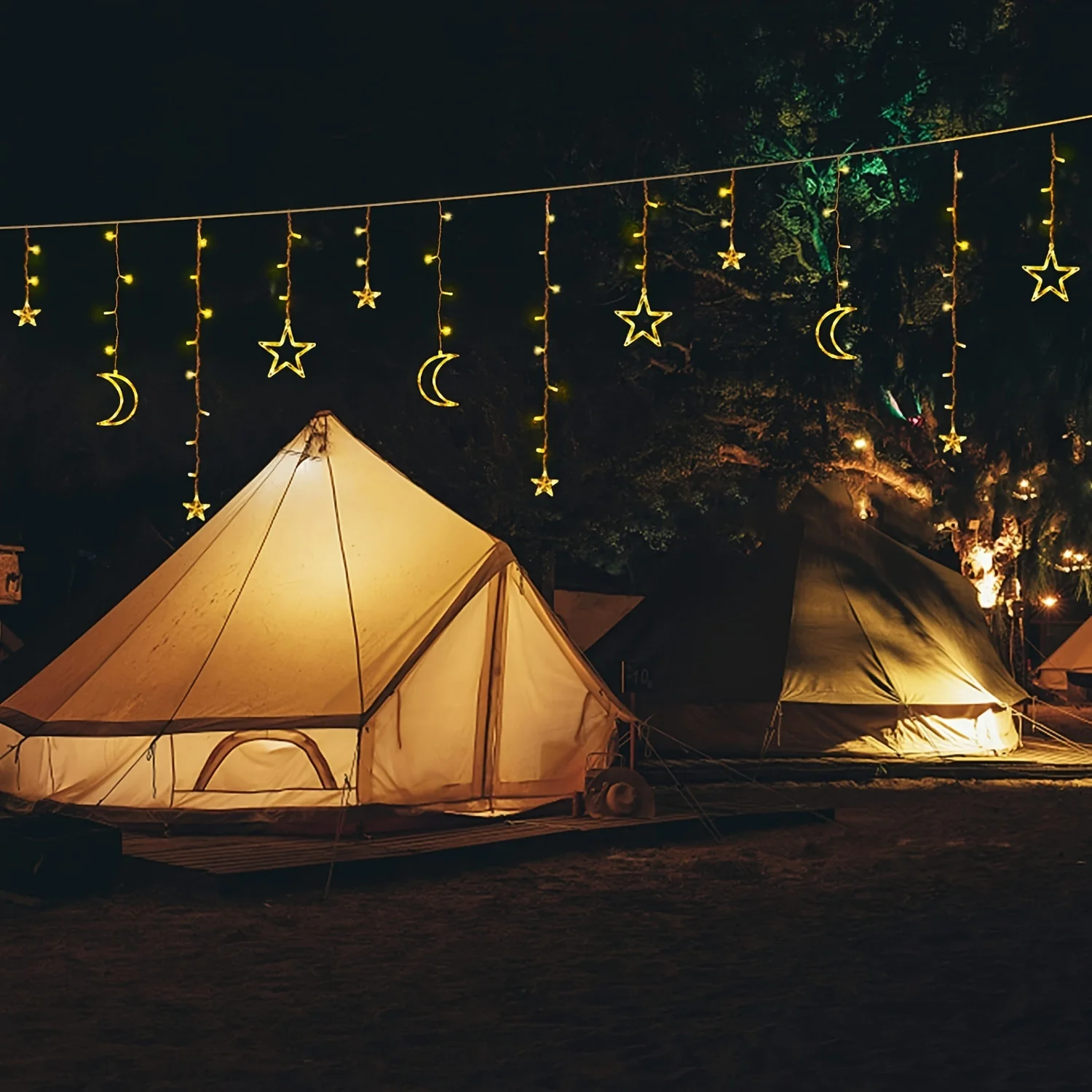 3.5M LED Star Moon Fairy Lights Battery Operated Warm White Waterproof Indoor Outdoor Party Decorations