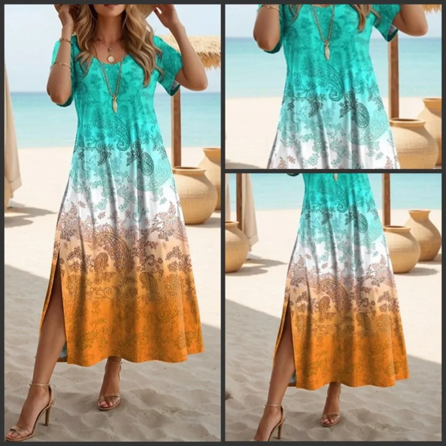 

【New style】Spring 2026 Independence sexy print split dress