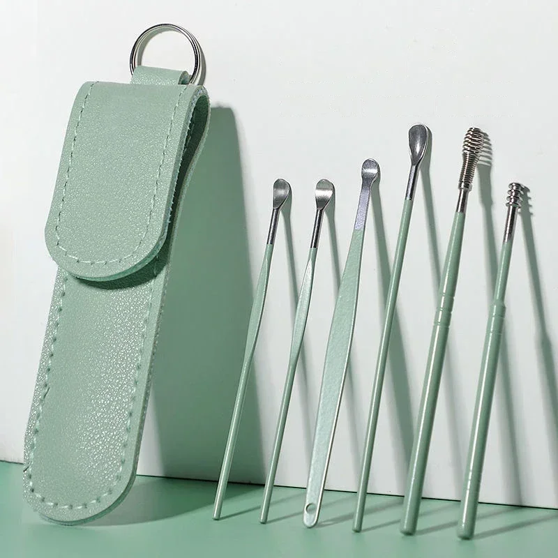 6Pcs Ear Pick Stainless Steel Ear Cleaner Wax Removal Tool Kit Reusable Set Health Care Cleaning Ear Kit for Adults Kids