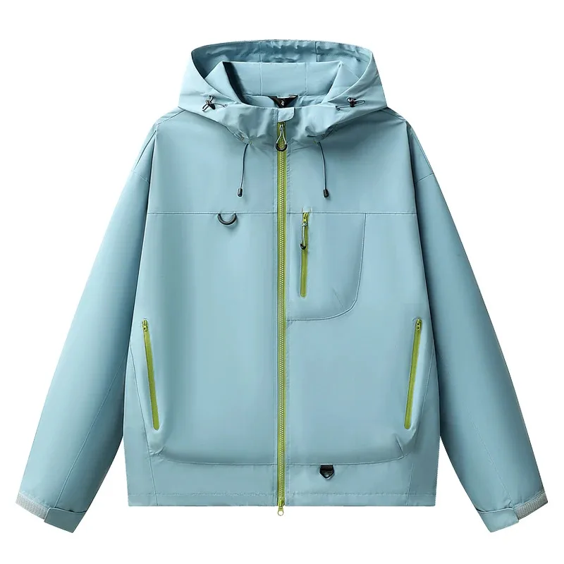 في الهواء الطلق الرجال موضة معطف مقنع ربيع الخريف عادية تنفس يندبروف القمم جديد فضفاض تنوعا الراحة الصلبة سترة الرجال #6