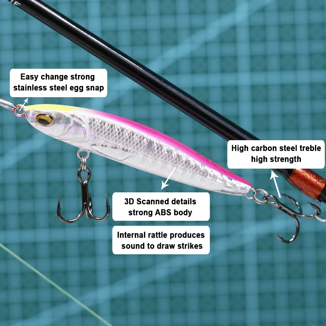 9KM Señuelo lápiz – Crankbait hundido para lubina y trucha - imagen 3