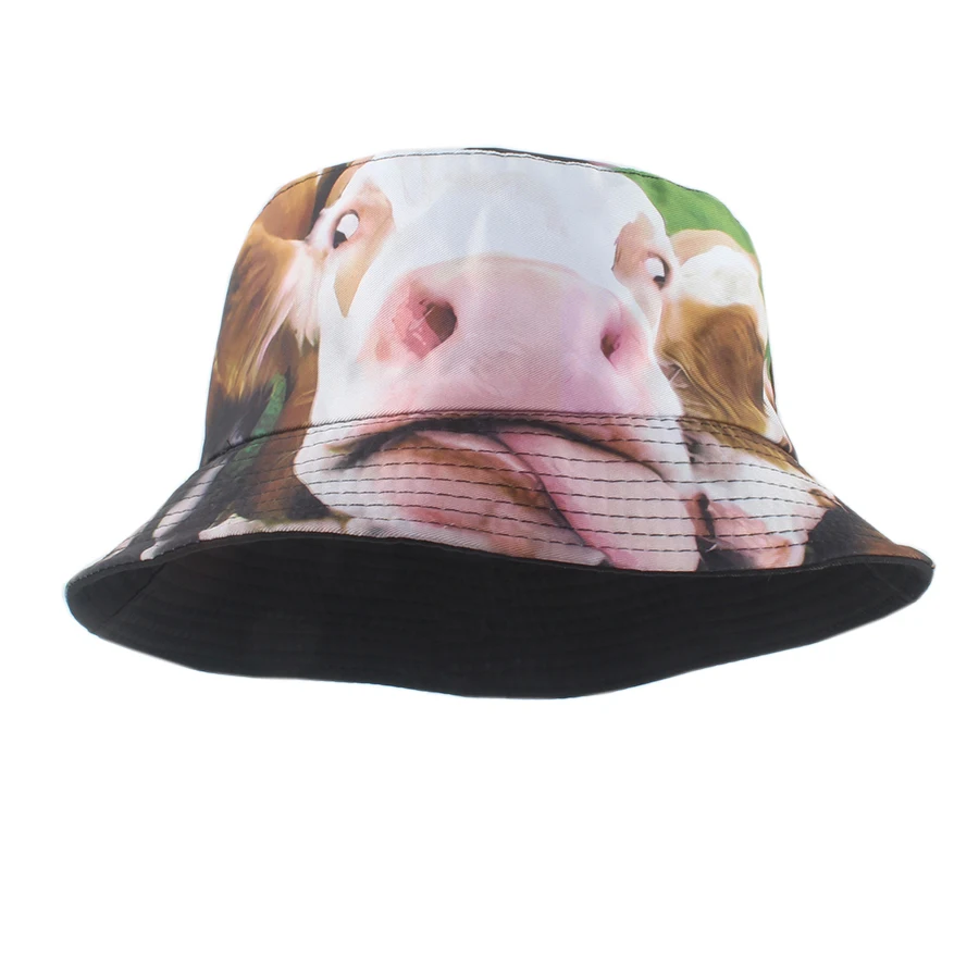 3D Printing Animal Bucket Hat For Women Men Fashion Street Hip Hop Caps Outdoor Sun Protection Foldable Reversible Fisherman Hat