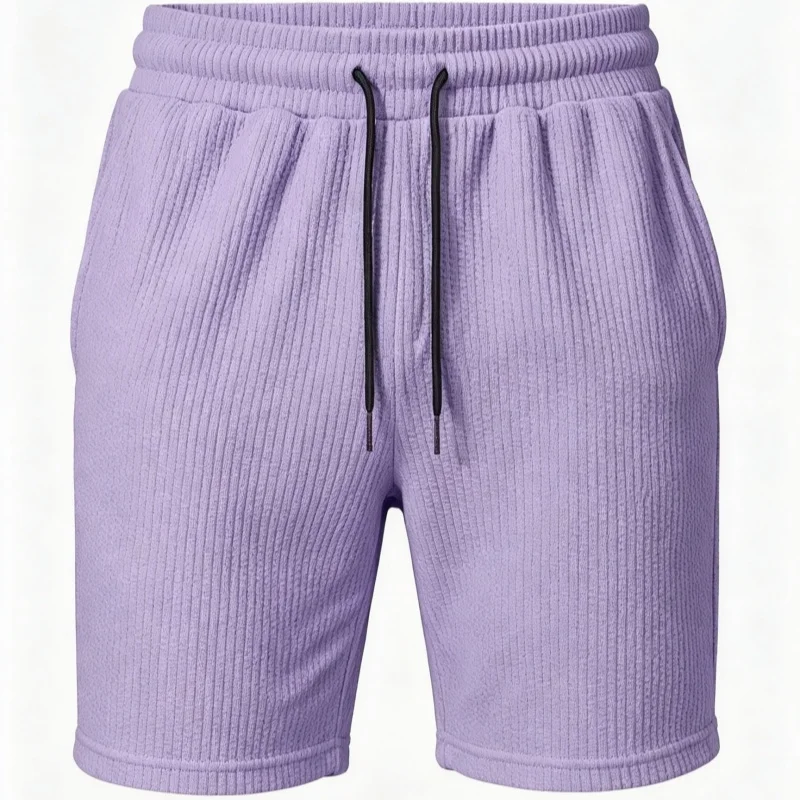 Gym fitness training shorts summer Men's Waffle straight-leg shorts Men pure color Loose drawstrings breathability sports shorts