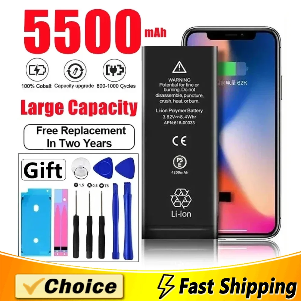 Original High Capacity Phone Battery For iPhone 5S 5SE 6 6s 6p 6sp 7 7p 8 Plus X Xr Xs Max 11 12 13 Pro 14 Battery For Apple