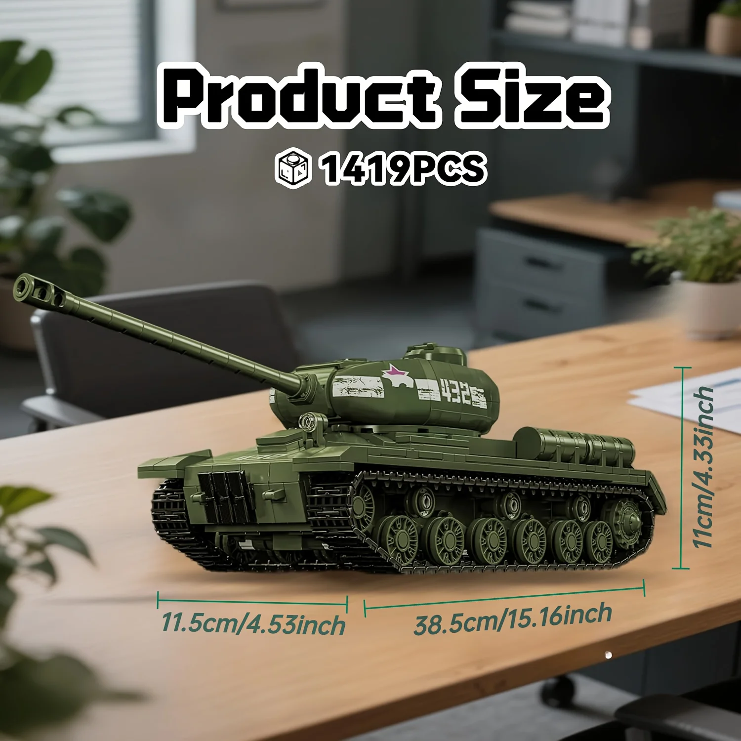 

Набор строительных блоков для тяжелого танка IS-2, 1419 деталей, модель транспортного средства в масштабе 1:28 с вращающейся башней, идеальный подарок для любителей военной тематики.