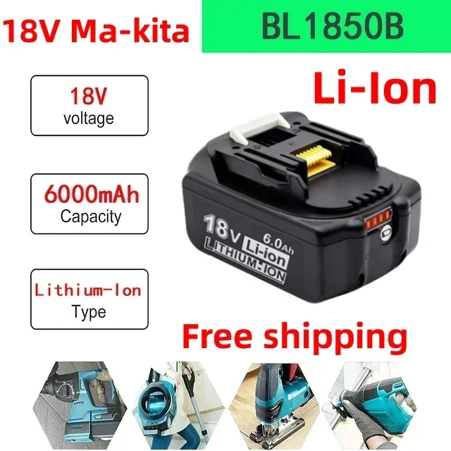 

Резервная литиевая батарея Makita BL1860 18 в, перезаряжаемая батарея 18 в 6000 мАч 18 в, батарея BL1840 BL1850 BL1830 BL1860B LXT 400