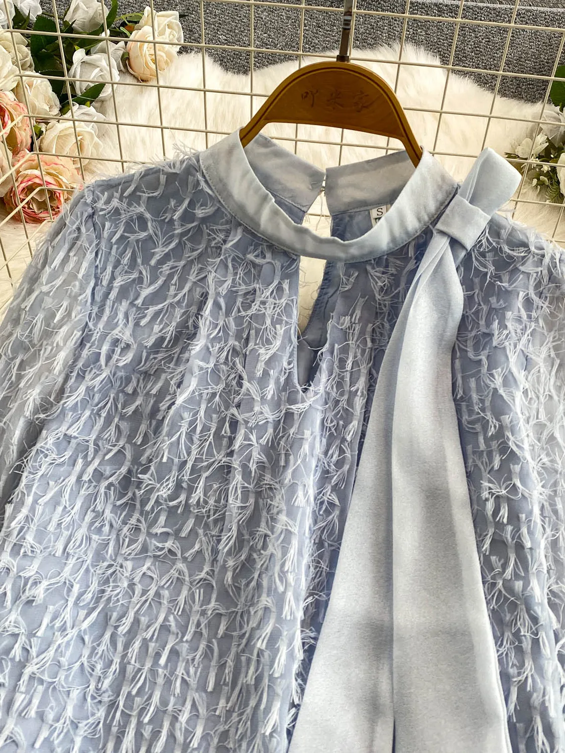 Chic rond Ne noeud gland épissage irt femmes automne hiver doux Personali longue Sve coupe ample Blouse