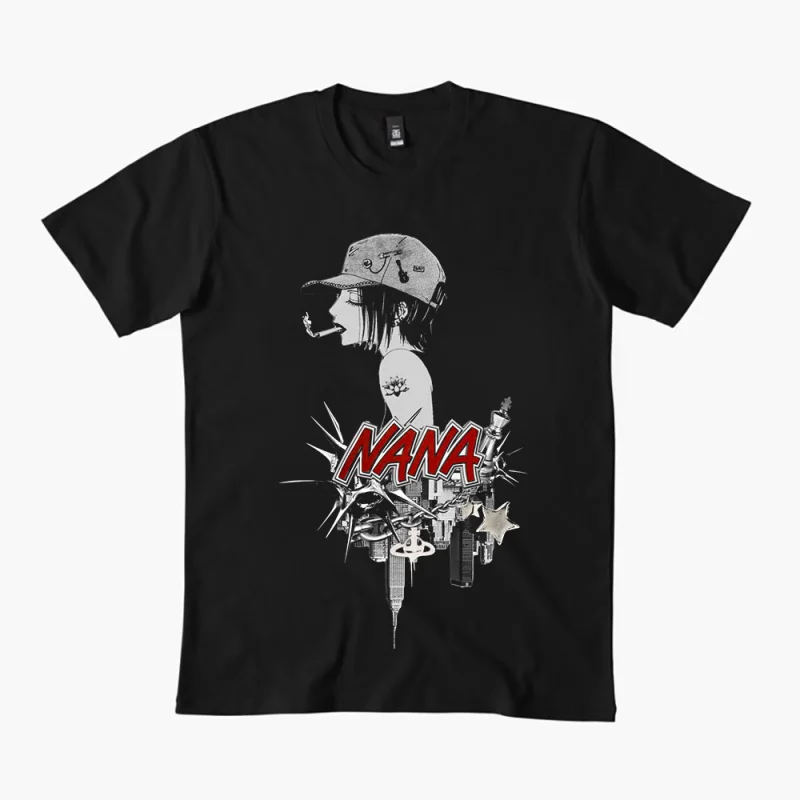 Nana Osaki 0330 The Black Stones Punk Band Gift T shirt Large size Tops Anime Girl Graphic Print Y2k Clothes Cartoon Tee