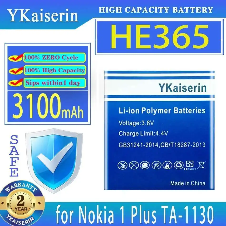 

Аккумулятор для мобильного телефона 3100 мАч для Nokia 1 Plus Nokia1 TA-1130 1123 1127 1111, долговечный, прочный HE365