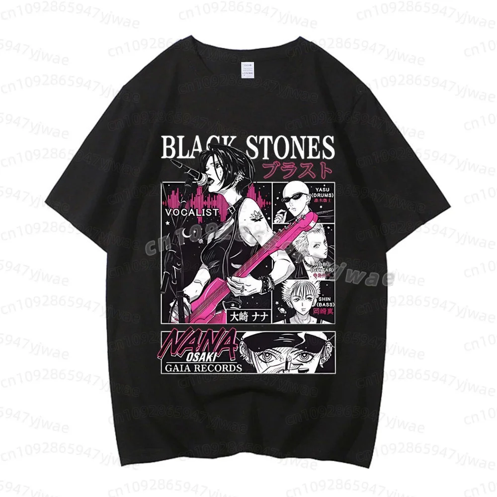 2026 Women Summer Black Stones Nana Osaki Printed Fashion T-Shirt Men Women's Fashion High Quality Loose Casual Cosplay T-Shirt view 3