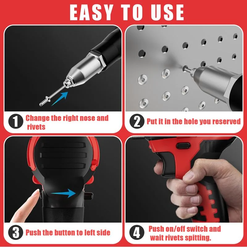 Portable Handheld 21V Brushless Rivet Machine, Electric Rivet Gun Cordless Rivet Nut Gun Auto Riveting Tool For Maikta/Delwat