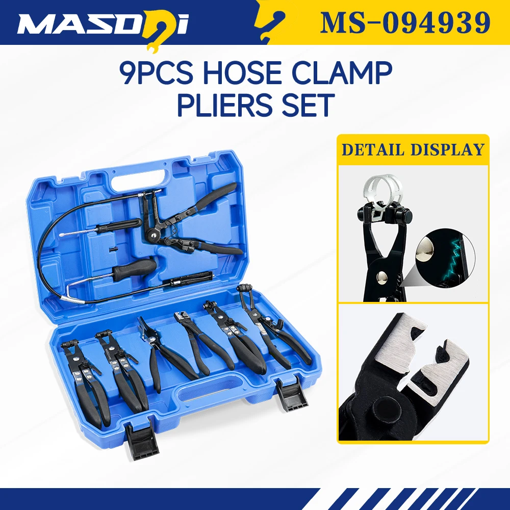 

9pcs Hose Clamp Pliers for Fuel Oil & Water Hoses, Automotive Long Reach Hose Clamp Remover Kit with Flexible Wire Clic R Type S