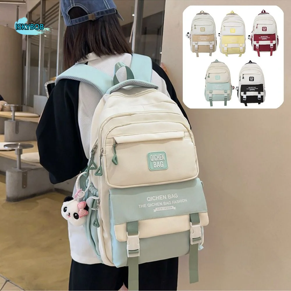 

Large Capacity Students School Bags Multi Pocket Wear-Resistant Girls' Shoulder Bag Zipper Closure Lightweight Computer Backpack
