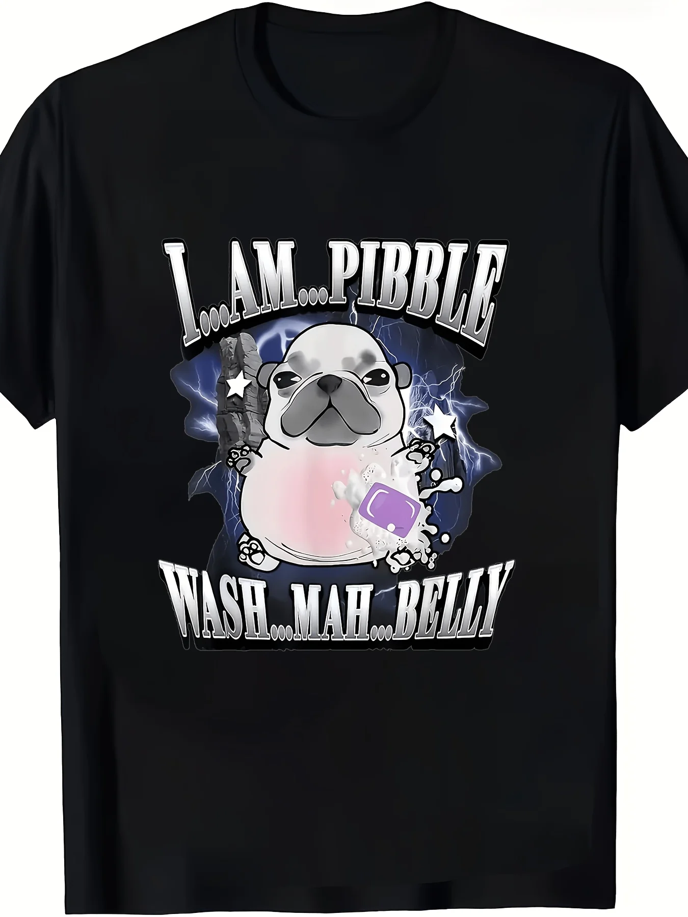 French Bulldog Meme T-Shirt I'M A Pibble A Fun Z-Generation Challenge Shirt Men's T-Shirt Black Casual Crew Neck T Shirt