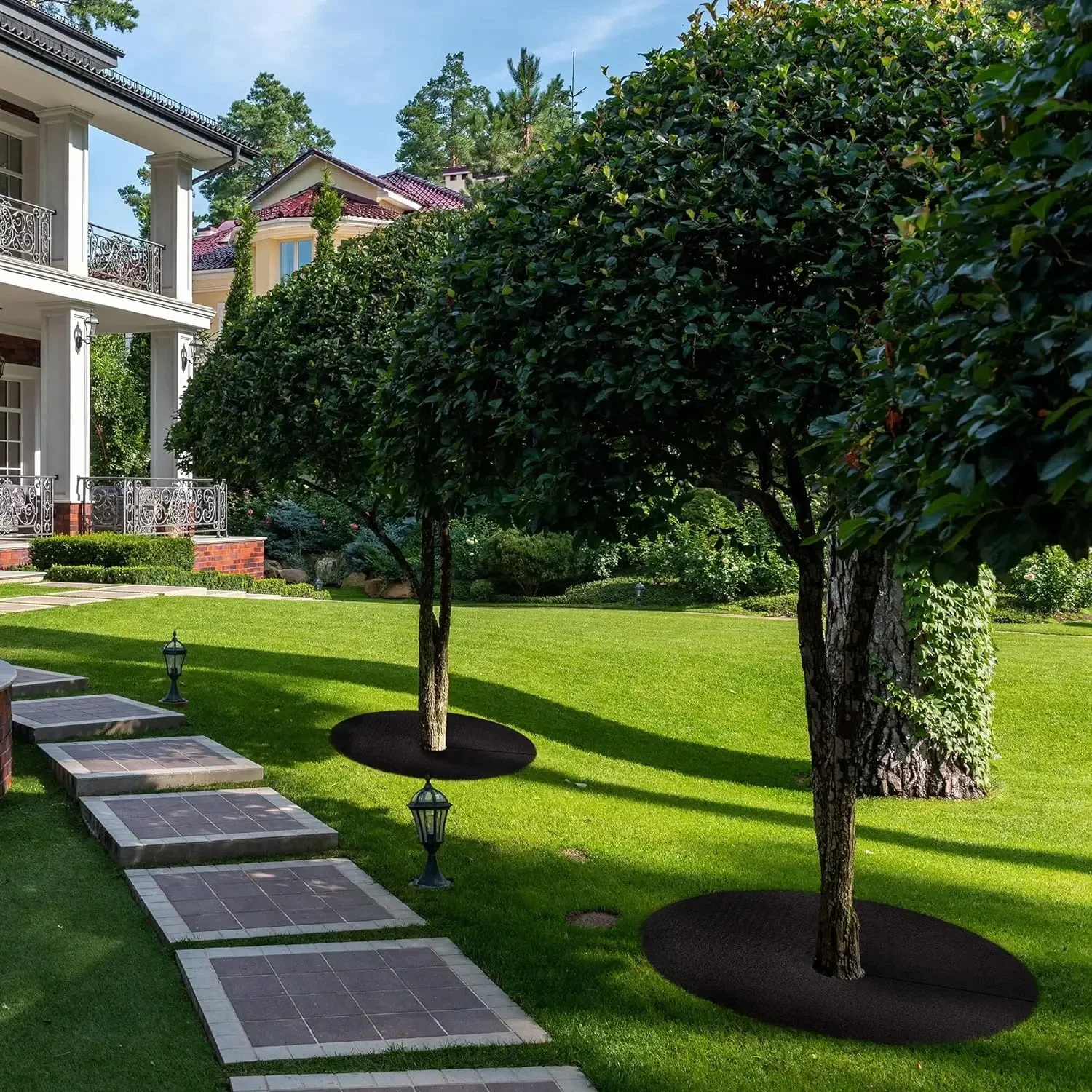 10 عبوات من حلقات غطاء شجرة من القماش غير المنسوج، وسادة حماية شجرة قابلة للتحلل البيولوجي، حاجز أعشاب قابل لإعادة الاستخدام للتحكم في الأعشاب والجذر الاحترافي