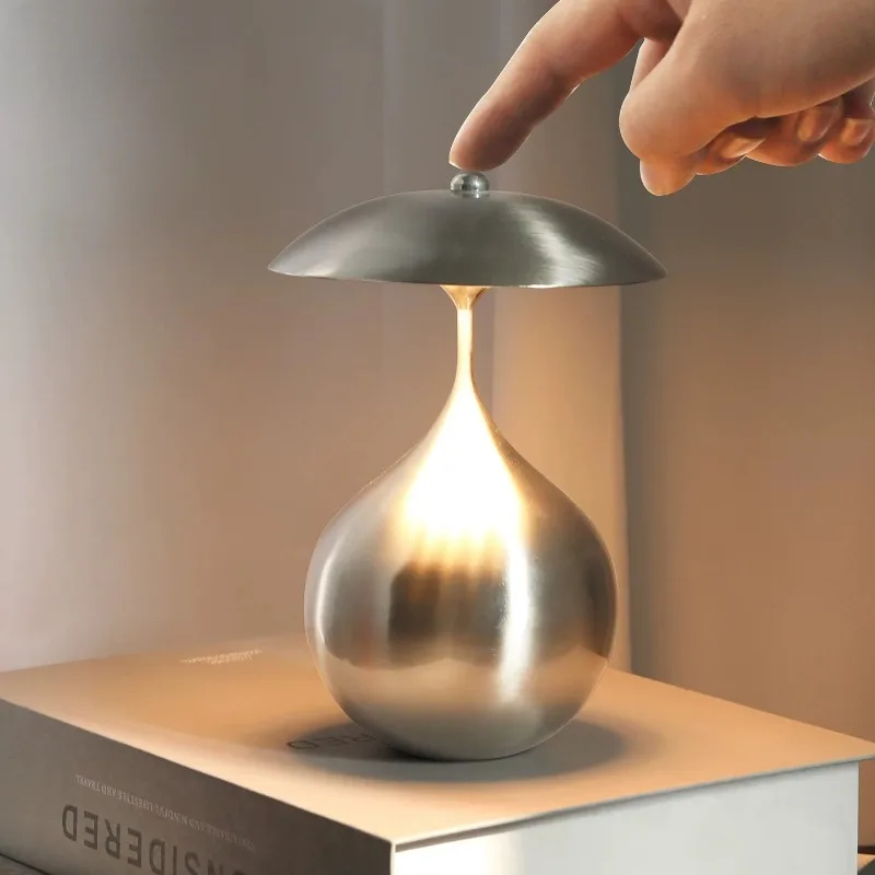 

Stainless Steel Charging Wireless Roly-poly Toy Table Lamps Bedroom Bedside Study Dining Touch Dimming Texture Metal Desk Lights