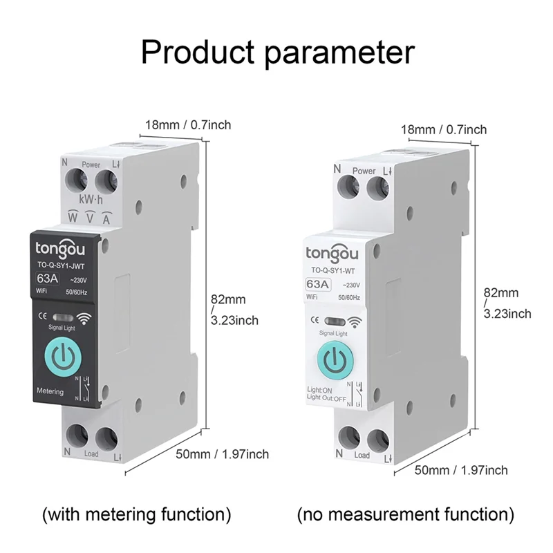 A23F-TONGOU DC WIFI Smart Circuit Breaker 63A Guida DIN per Smart Home, Casa Intelligente Interruttore di Controllo Remoto Senza Fili Per APP