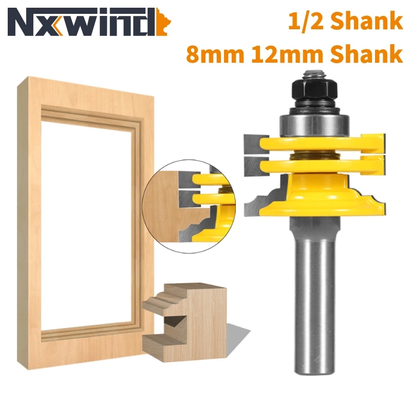 NXWIND 1PC  Glass Door Rail & Stile Reversible Bit Router Bit Woodworking Milling Cutter For Wood Bit Face Mill End Mill