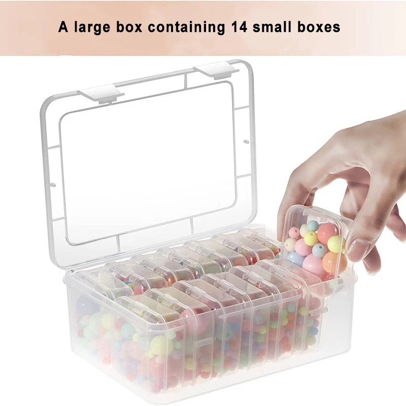 

14 Pack Plastic Clear Storage Box Organizer Small Storage Case Containers Toy Ring Jewelry Organizer Makeup Case Craft Container