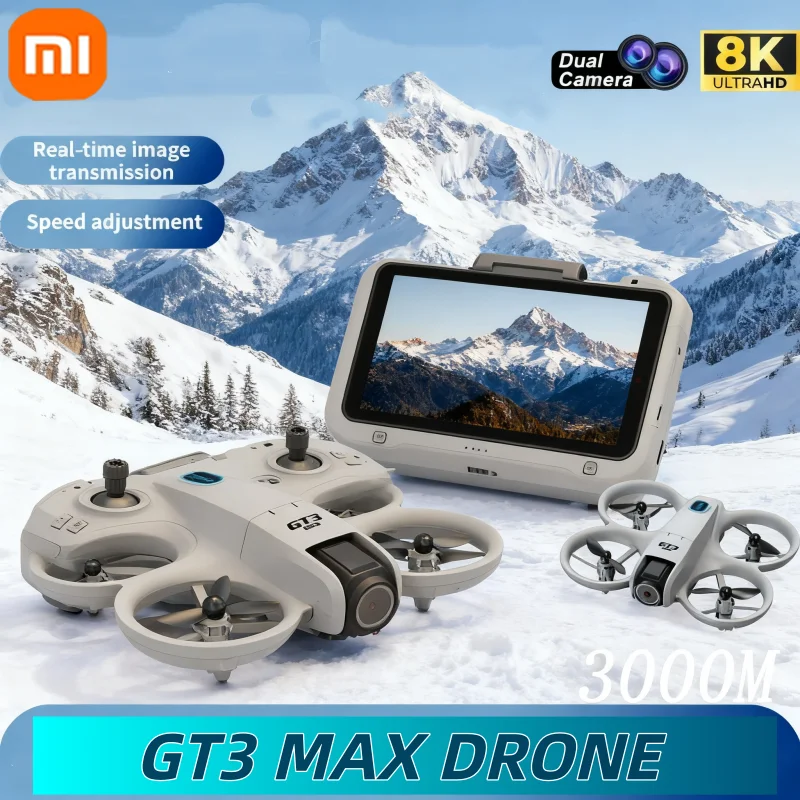 Xiaomi GT3 MAX 8K HD طائرة صغيرة قابلة للطي بدون طيار LED محرك كاميرا مزدوجة عقبة ذكية لتحديد المواقع تجنب العوائق لعبة كوادكوبتر RC