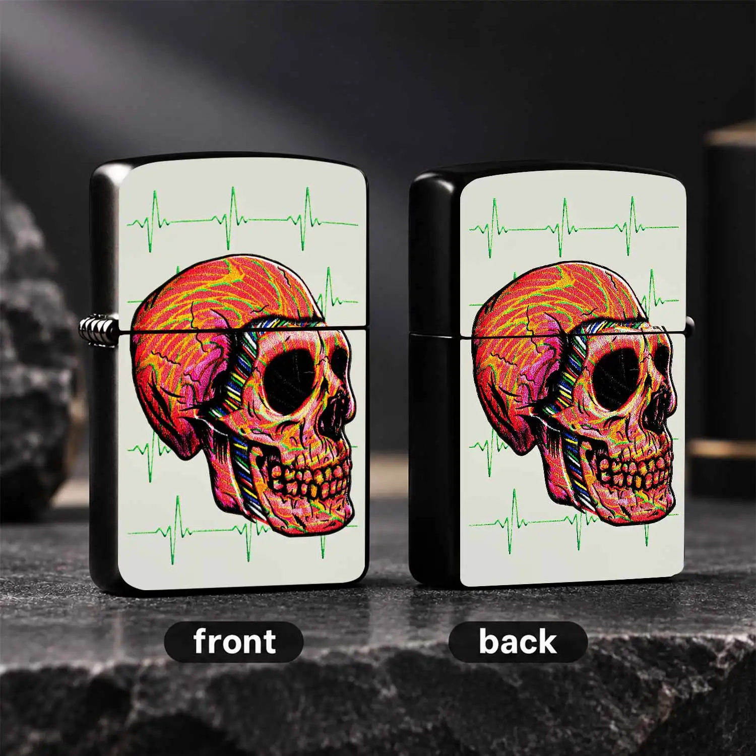 Creative Colorful Skull Ecg Pattern Lighter, Trendy Street Style Decor, Suitable For Daily Outings, Outdoor Gatherings And Various Scenarios, Fun Stylish Portable Practical Item, Unique Exquisite Gift Choice For Friend A Humorous And Intere