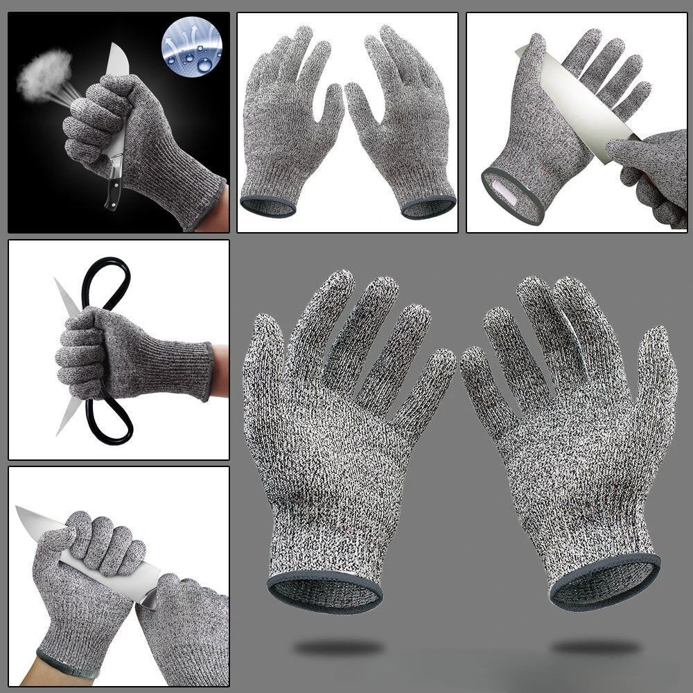 GMG-guantes a prueba de cortes, guantes de trabajo de seguridad, color gris y negro, HPPE EN388 ANSI, nivel 5, gran oferta