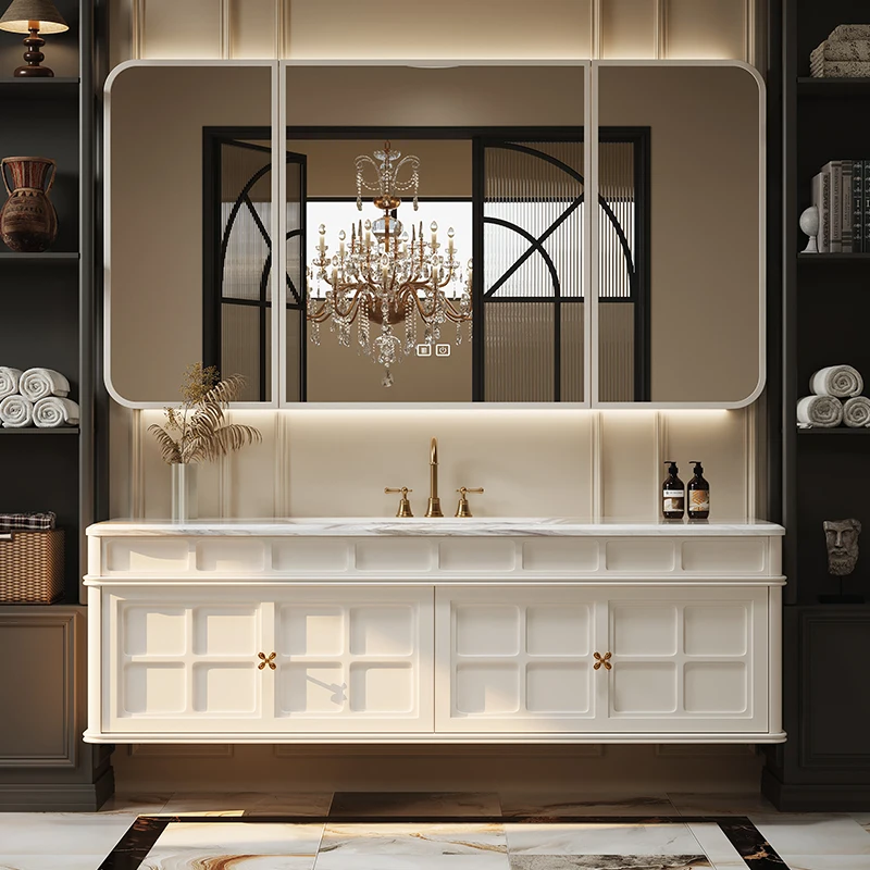 French Retro Bathroom Cabinet Decorations Display Trendy Space Saver Cupboard Closet Slim Luxury Skincare Gabinete Furniture