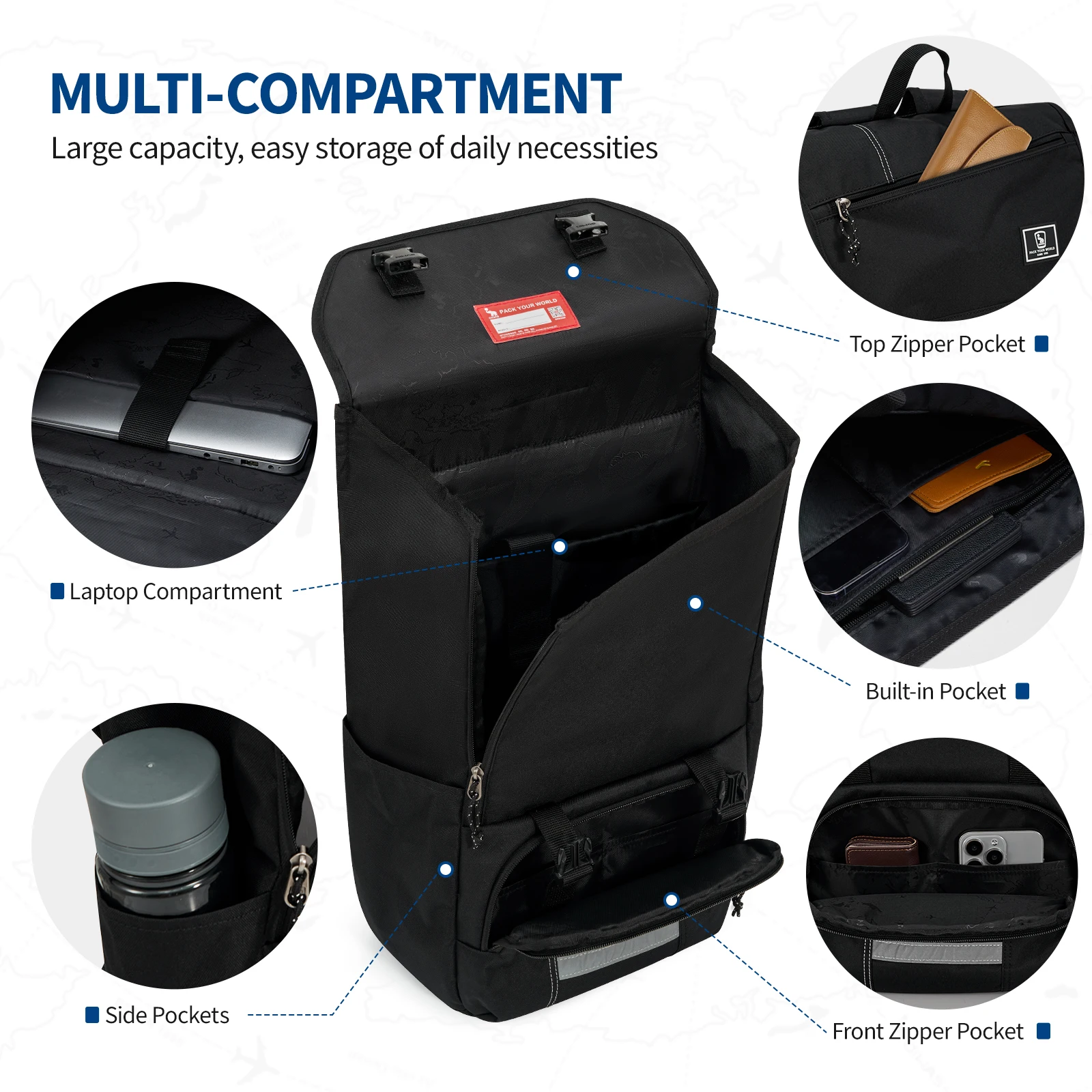 حقيبة ظهر كاجوال للجنسين بتصميم عصري ومريح من OIWAS مناسبة للمدرسة والسفر في الهواء الطلق بسعة كبيرة مقاومة للماء