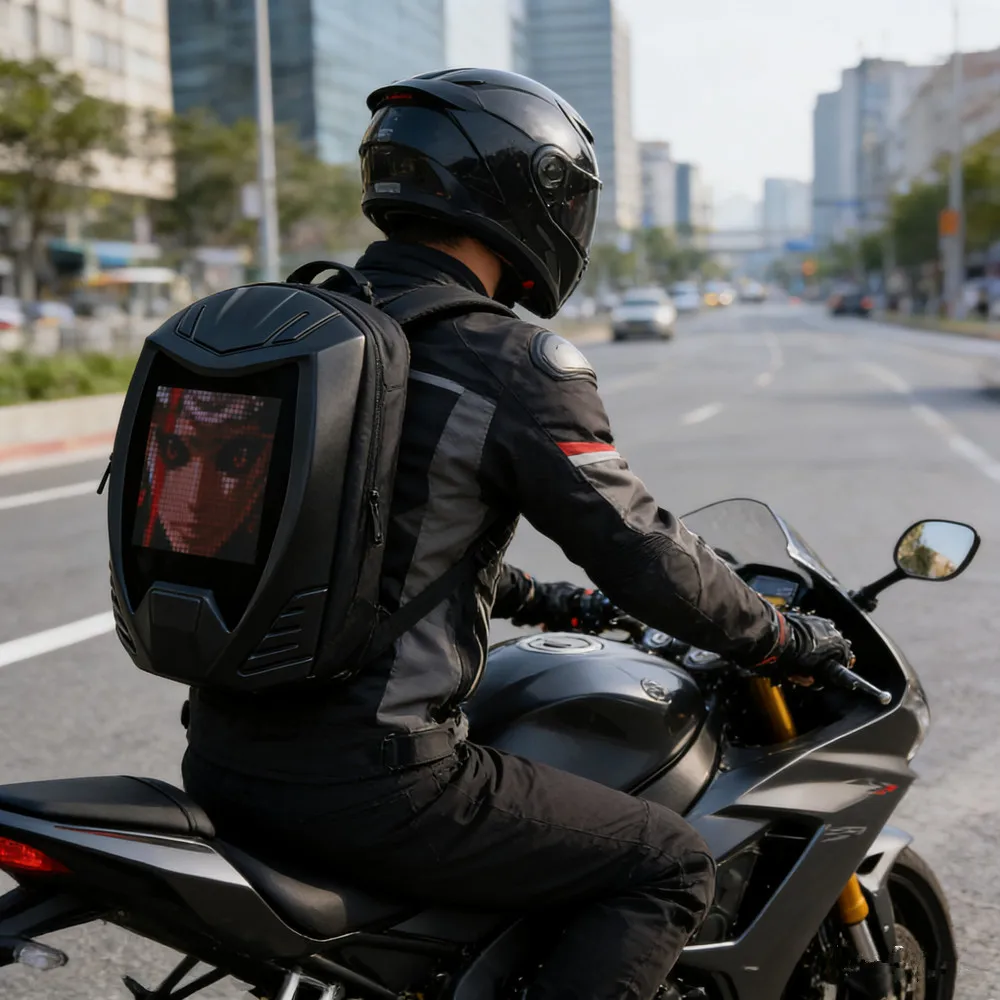 

LED Backpack T15 Waterproof Luminous Laptop Bag Trendy Female Motorcycle Shoulder Bag for Students Schoolbag Travel bags mochila