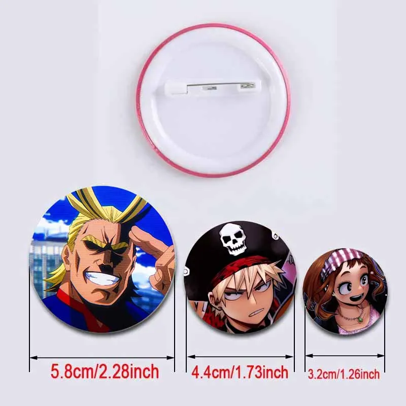 كوميك بطلي الأكاديمية دبابيس مستديرة أنيمي الشكل التلبيب دبابيس ظهره الجينز قميص الكرتون بروش شارة هدايا مجوهرات الأزياء