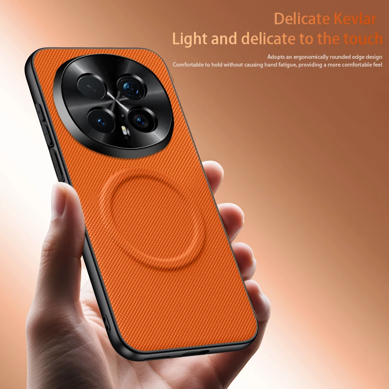 Magnetyczne etui do Honor Magic 8 Pro 7 Lite 6 6Pro X9D X9C z obsługą MagSafe, matowe, z drobnoziarnistej skóry, metalowa ramka na obiektyw. — zdjęcie produktu 5
