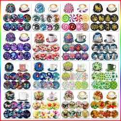 Posavasos de pintura de diamantes para bebidas, Kits de posavasos de Arte de diamantes Diy para adultos, niños, principiantes, artesanía de arte de diamantes, 8 piezas por juego
