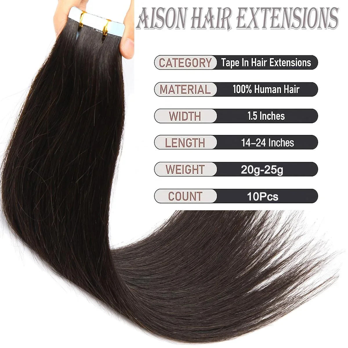 PROKYVITY 20pcs Invisble Tape In 100% Real Remy Hair Extensions Brazilian Straight Skin Weft Adhesive Salon Quality for Women