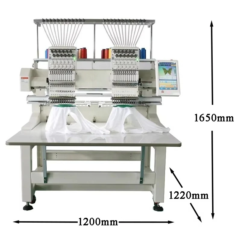 New Factory Directly Sale Commercial 2 Heads Industrial Hat Shirts Embroidery Machine Computerized Motor High-Accuracy 12-15